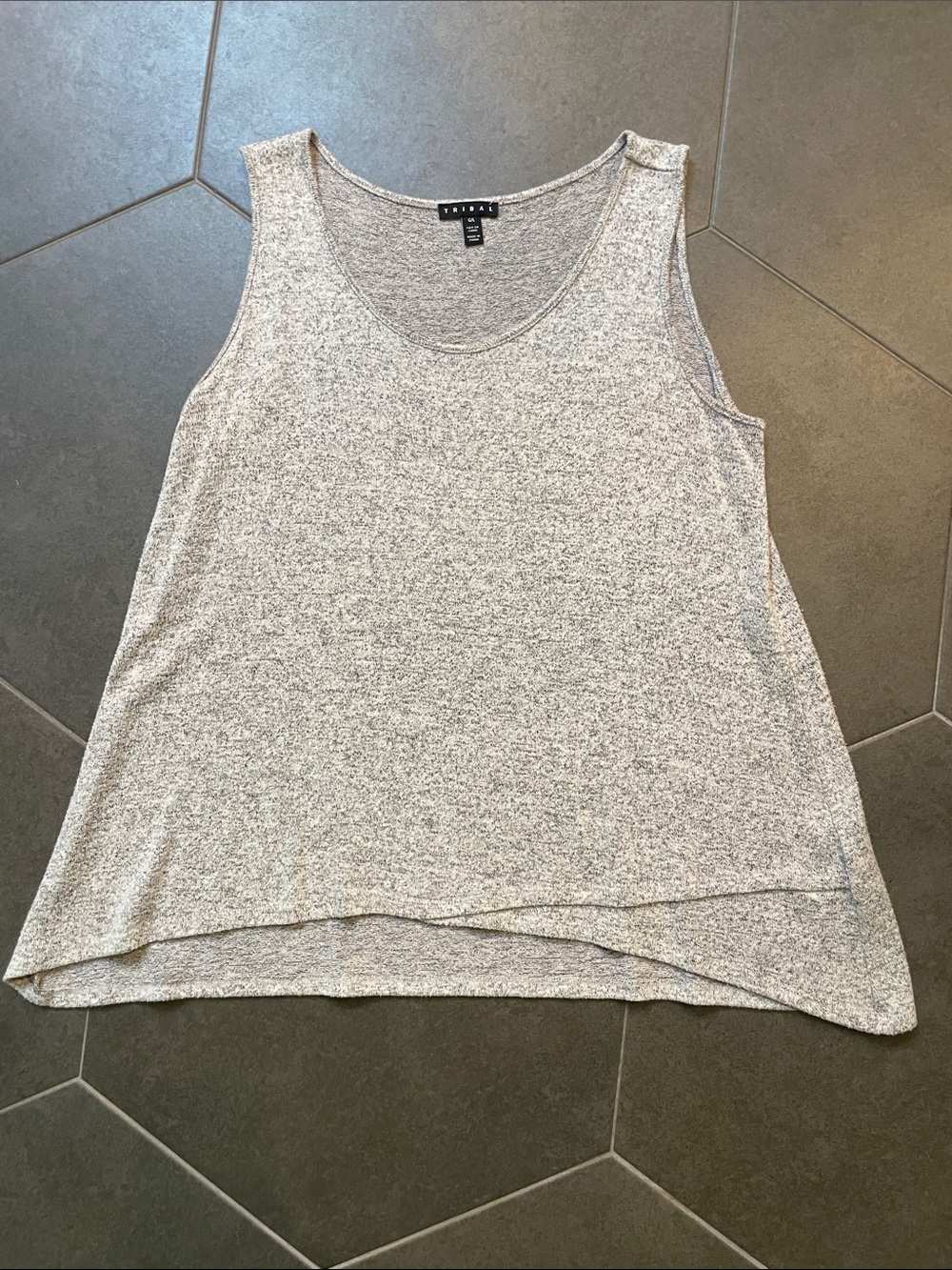 Tribal Light Heather Gray Relaxed Scoop Tank L